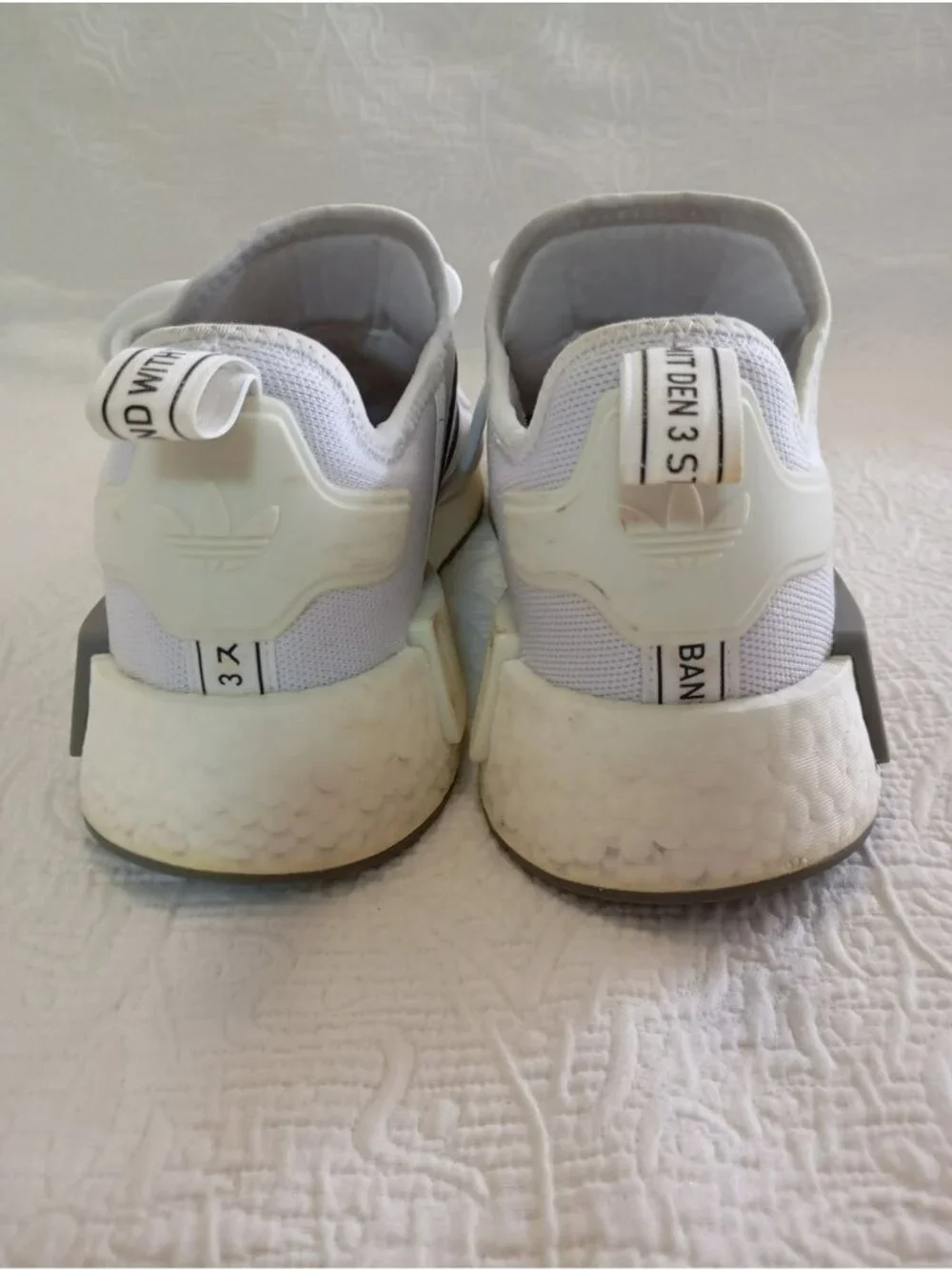 Adidas NMD_R1 White & Black Mens Sneakers Size 11 Mesh Upper Boost Midsole